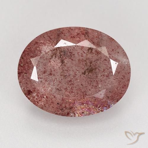 Quarzo fragola Rosa medio naturale da 7.65 ct, Taglio ovale, Traslucido