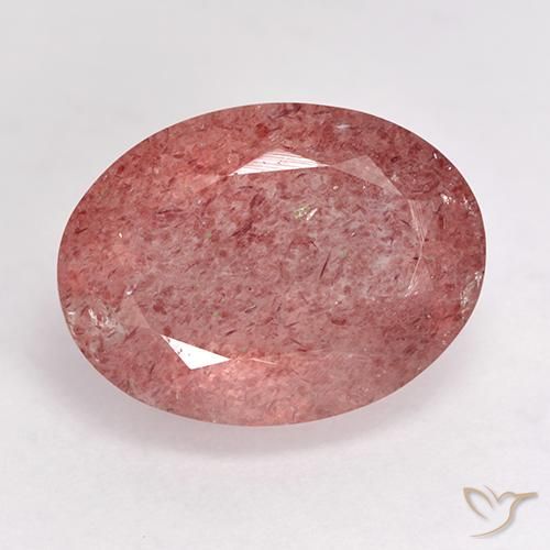 9.30ct Naturale Rosa rosa Quarzo Fragola, Ovale, Traslucido