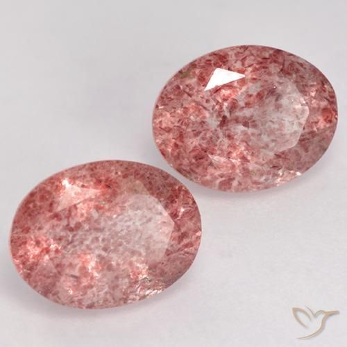 Gemme di Quarzo fragola Rosa medio naturale da 3.33 ct, Ovale, Traslucido