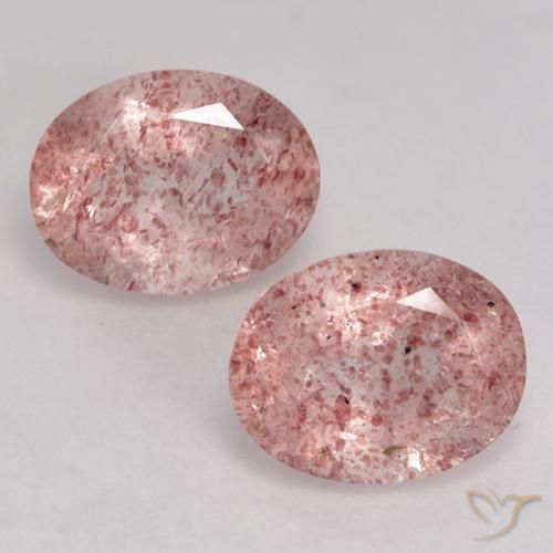 3.10ctw Naturale Rosa terroso Quarzo Fragola, Ovale, Trasparente