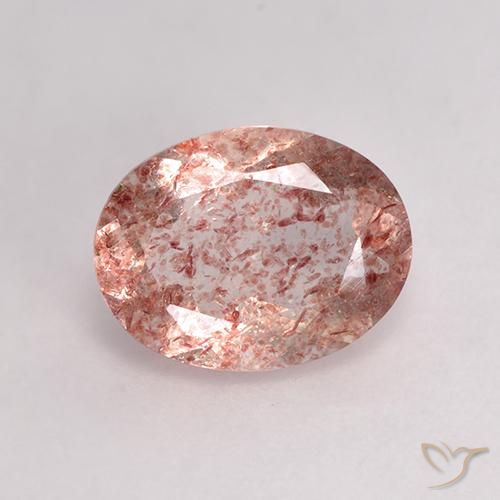 Quarzo fragola naturale rosa da 1,53 ct, taglio ovale, trasparente