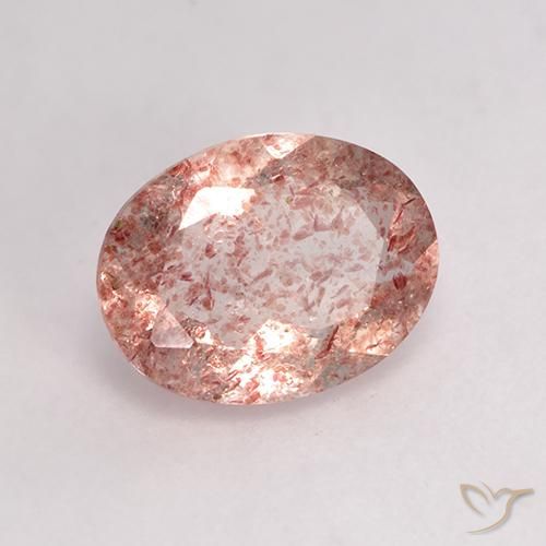 Quarzo fragola naturale rosa da 1,53 ct, taglio ovale, trasparente