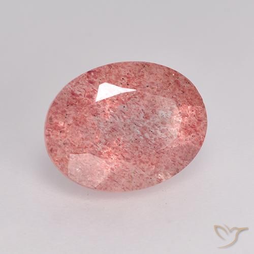 Quarzo fragola Rosa rosa naturale da 1.72 ct, Ovale, Traslucido