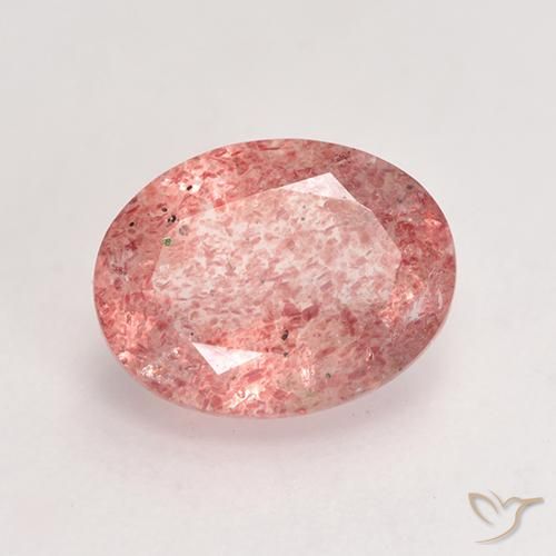 Quarzo fragola Rosa medio-chiaro naturale da 1.79 ct, Ovale, Traslucido
