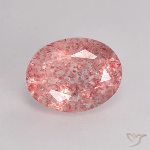 1.62ct Naturale Rosa shocking chiaro Quarzo Fragola, Ovale, Traslucido