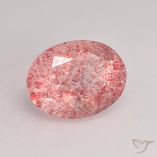 Quarzo fragola Rosa shocking chiaro naturale da 1.62 ct, Ovale, Traslucido