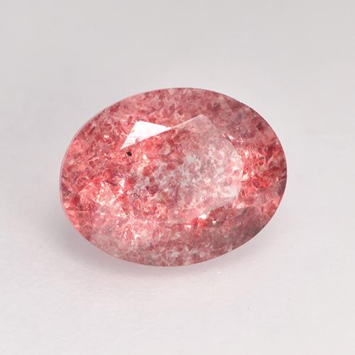 Quarzo fragola Rosa medio naturale da 1.77 ct, Taglio ovale, Traslucido