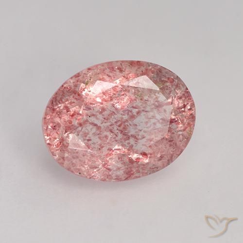 Quarzo fragola Rosa terroso naturale da 1.51 ct, Taglio ovale, Traslucido