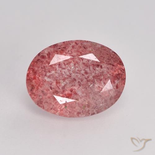 1.68ct Naturale Rosa medio-scuro Quarzo Fragola, Ovale, Traslucido