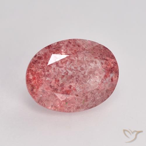 Quarzo fragola Rosa medio-scuro naturale da 1.68 ct, Ovale, Traslucido