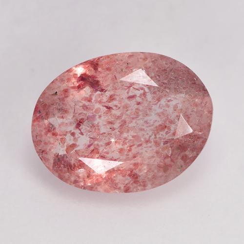 Quarzo fragola naturale rosso da 1,36 ct, taglio ovale, traslucido