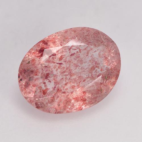Quarzo fragola naturale rosso da 1,36 ct, taglio ovale, traslucido