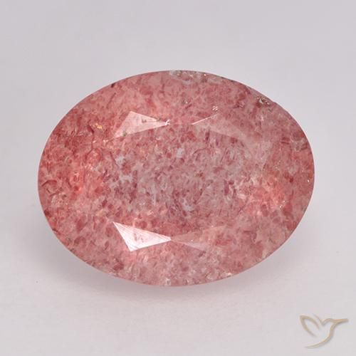 1.69ct Naturale Rosa medio Quarzo Fragola, Ovale, Traslucido