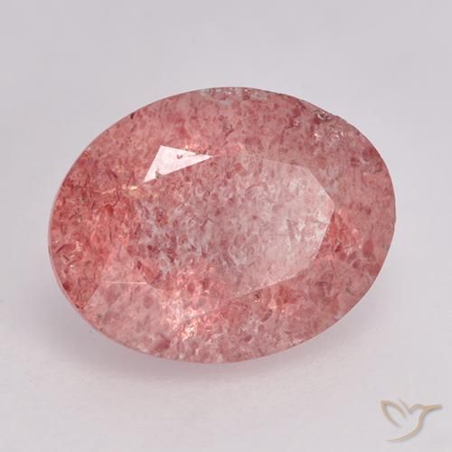 Quarzo fragola Rosa medio naturale da 1.69 ct, Ovale, Traslucido