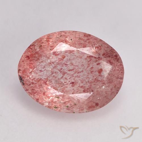 1.51ct Naturale Rosa medio-chiaro Quarzo fragola, Ovale, Traslucido