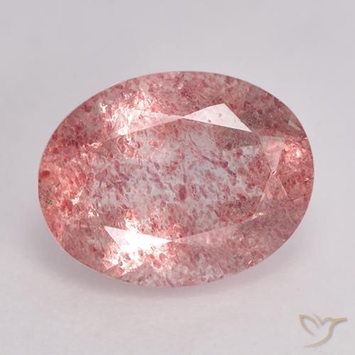 1.60ct Naturale Rosa medio Quarzo Fragola, Ovale, Traslucido