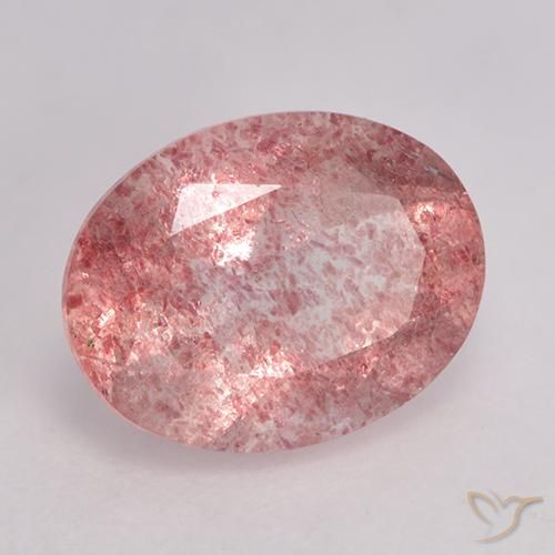 Quarzo fragola Rosa medio naturale da 1.60 ct, Ovale, Traslucido