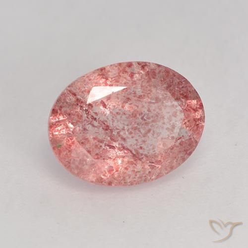 Quarzo fragola naturale rosa da 1,57 ct, taglio ovale, traslucido