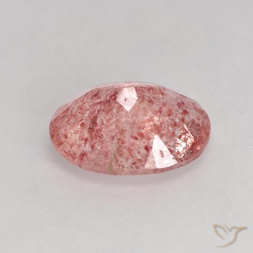 Quarzo fragola naturale rosa da 1,57 ct, taglio ovale, traslucido