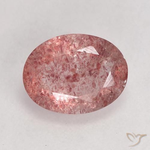 1.59ct Naturale Rosa medio Quarzo fragola, Ovale, Traslucido