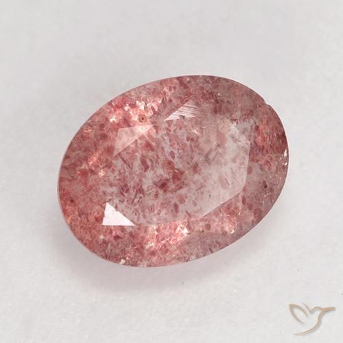Quarzo fragola Rosa medio naturale da 1.59 ct, Ovale, Traslucido