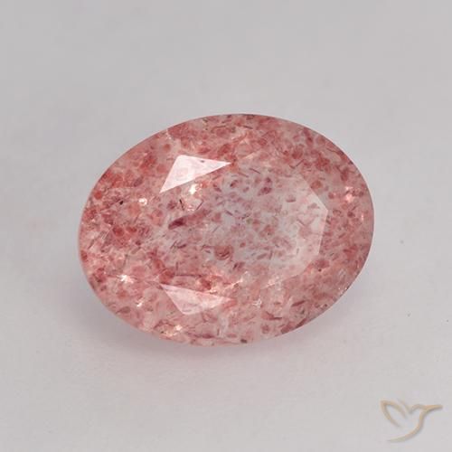 Quarzo fragola Rosa medio-chiaro naturale da 1.79 ct, Ovale, Traslucido