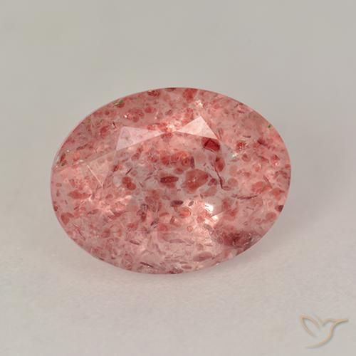 1.74ct Naturale Rosa medio Quarzo Fragola, Ovale, Traslucido