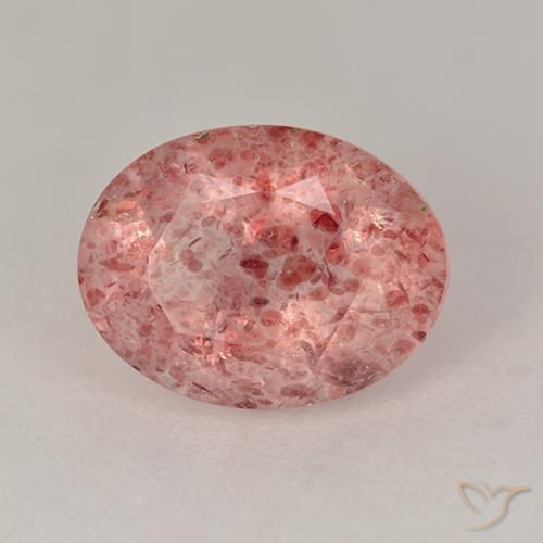 Quarzo fragola Rosa medio naturale da 1.74 ct, Ovale, Traslucido