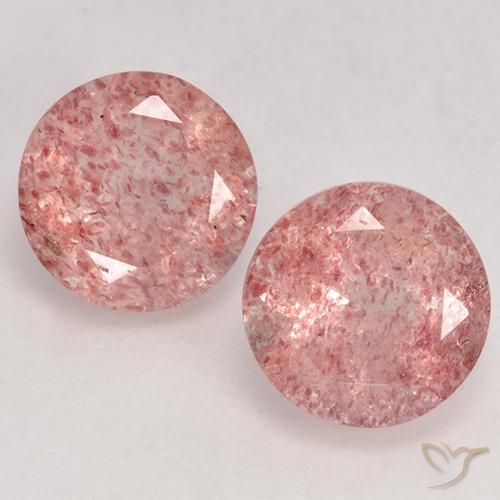 2.47ctw Naturale Rosa medio Quarzo Fragola, Rotondo, Traslucido