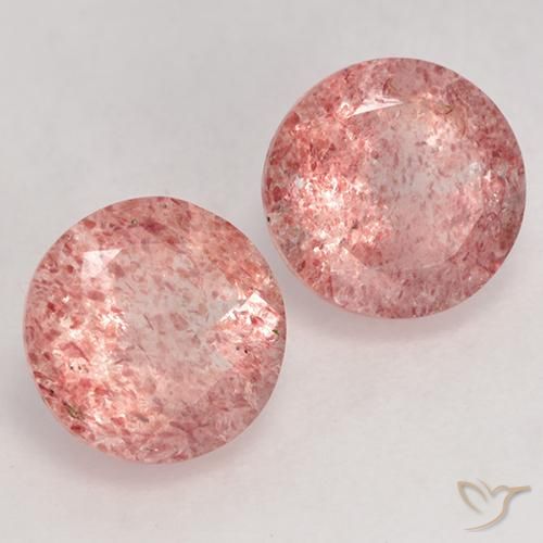 Gemme di Quarzo fragola Rosa medio naturale da 2.47 ct, Rotondo, Traslucido