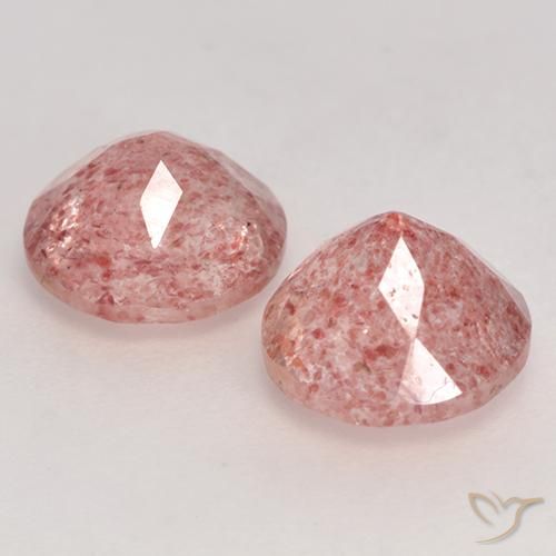 Gemme di Quarzo fragola Rosa medio naturale da 2.47 ct, Rotondo, Traslucido
