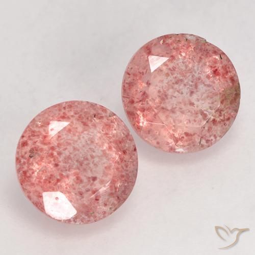 Gemme di Quarzo fragola Rosa medio-chiaro naturale da 2.36 ct, Rotondo, Traslucido