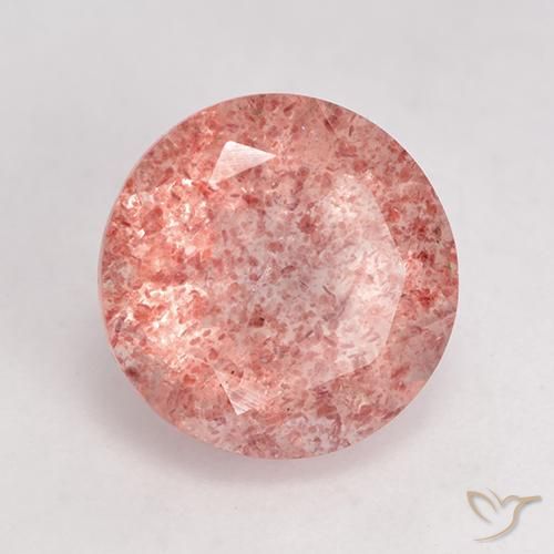 Quarzo fragola Rosa chiaro naturale da 3.47 ct, Rotondo, Traslucido