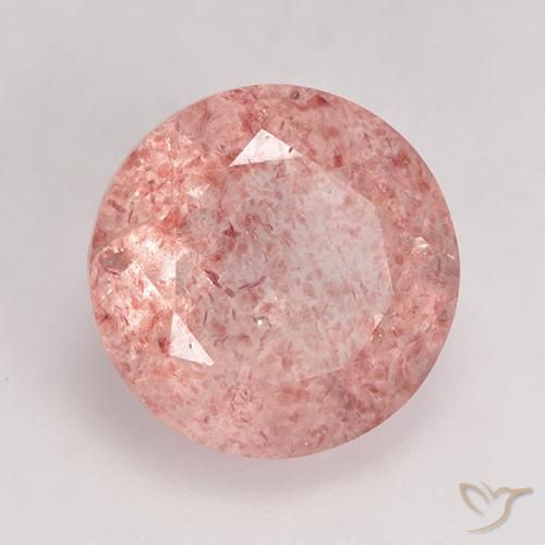 Quarzo fragola Rosa chiaro naturale da 3.92 ct, Rotondo, Traslucido