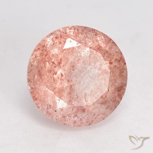 Quarzo fragola Rosa medio-chiaro naturale da 3.51 ct, Rotondo, Traslucido
