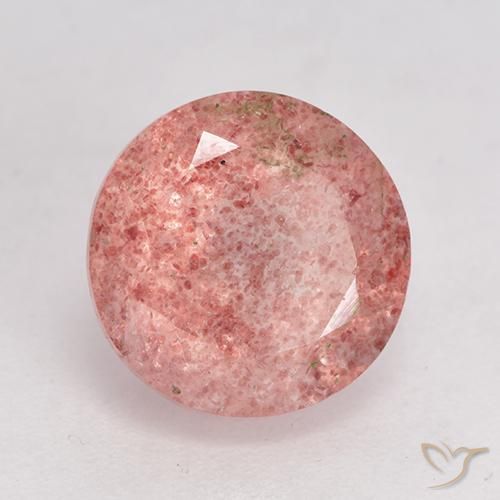 Quarzo fragola Rosa medio-chiaro naturale da 3.97 ct, Rotondo, Traslucido
