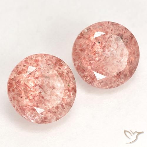 Gemme di Quarzo fragola Rosa medio-chiaro naturale da 2.37 ct, Rotondo, Traslucido