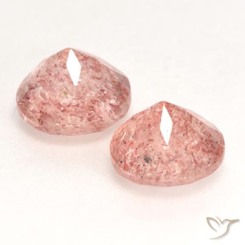 Gemme di Quarzo fragola Rosa medio-chiaro naturale da 2.37 ct, Rotondo, Traslucido