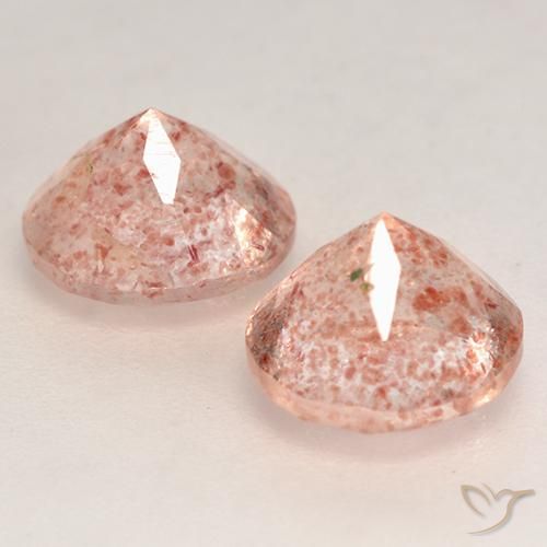 Gemme di Quarzo fragola Rosa Arancione Chiaro naturale da 2.44 ct, Rotondo, Traslucido