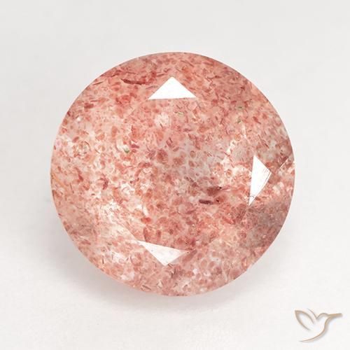 3.70ct Naturale Rosa arancione Quarzo Fragola, Rotondo, Traslucido