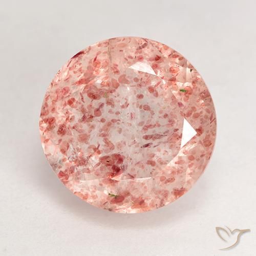 3.86ct Naturale rosa pesca Quarzo Fragola, Rotondo, Trasparente