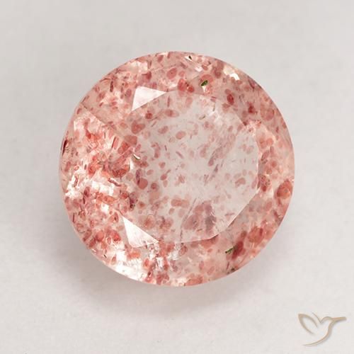 Quarzo fragola rosa pesca naturale da 3.86 ct, Rotondo, Trasparente