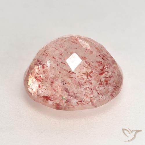Quarzo fragola rosa pesca naturale da 3.86 ct, Rotondo, Trasparente