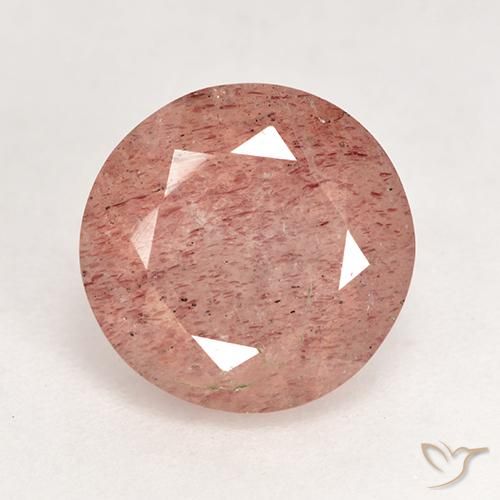3.59ct Naturale Pompelmo Rosa Quarzo Fragola, Rotondo, Traslucido