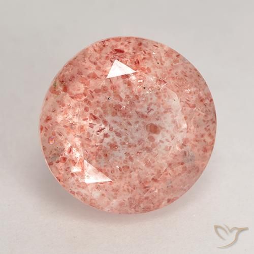 Quarzo fragola Rosa medio naturale da 3.77 ct, Rotondo, Traslucido