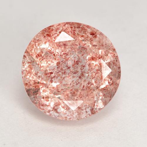 Quarzo fragola naturale rosa da 3,29 ct, taglio rotondo, traslucido
