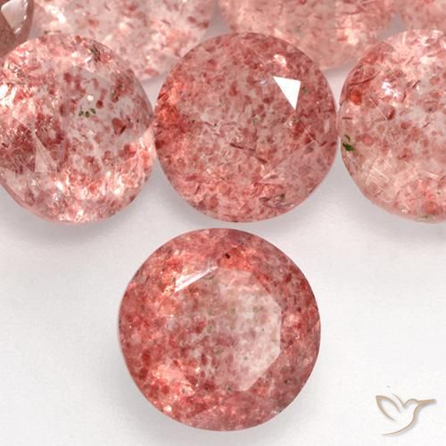 Quarzo fragola Rosa medio naturale da 1.11 ct, Rotondo, Traslucido