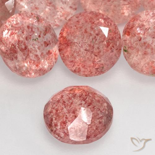 Quarzo fragola Rosa medio naturale da 1.11 ct, Rotondo, Traslucido