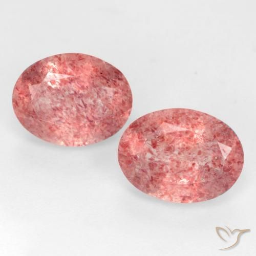 2.32ctw Naturale Tono rosa rossastro Quarzo Fragola, Ovale, Traslucido
