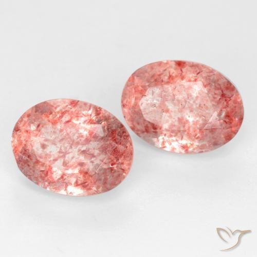 Gemme di Quarzo fragola Rosa medio naturale da 2.58 ct, Ovale, Traslucido